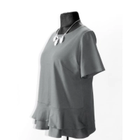 Elegancka Bluzka z falbankami idealna pod żakiet - szara